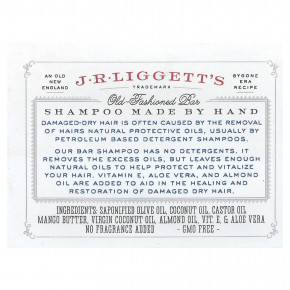 J.R. Liggett's, Old-Fashioned Shampoo Bar, увлажняющая формула, 99 г (3,5 унции) в Москве - eco-herb.ru | фото