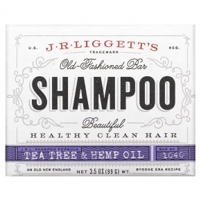 J.R. Liggett's, Твердый шампунь в старом стиле, масло чайного дерева и конопляное масло, 99 г (3,5 унции) - описание