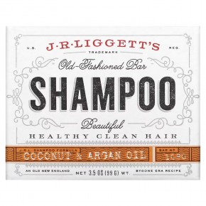 J.R. Liggett's, Твердый шампунь в старом стиле, кокосовое и аргановое масло, 99 г (3,5 унции) - описание