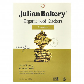 Julian Bakery, крекеры из органических семян, пармезан, 113 г (4 унции) - описание | фото