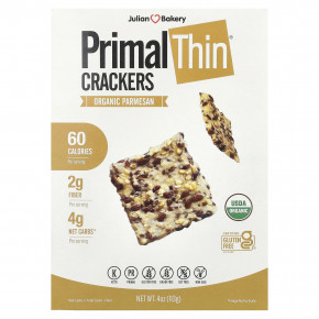 Julian Bakery, Primal Thin® Crackers, органический пармезан, 113 г (4 унции) - описание | фото