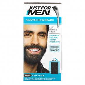 Just for Men, Гель для окрашивания усов и бороды Mustache & Beard, кисточка в комплекте, оттенок черный M-55, 2 шт. по 14 г в Москве - eco-herb.ru | фото