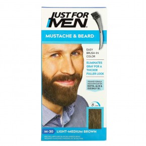 Just for Men, M-30, оттенок M-30 для усов и бороды, светло-коричневый, 1 набор для многократного нанесения в Москве - eco-herb.ru | фото