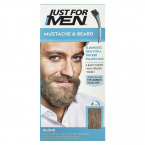 Just for Men, Moustache & Beard, кисть для окрашивания, оттенок M-10/15, блонд, 1 набор для многократного нанесения в Москве - eco-herb.ru | фото