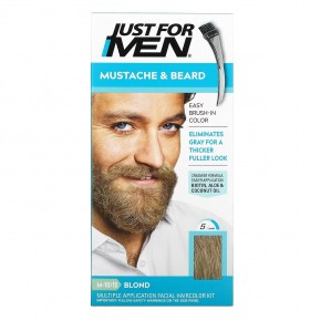 Just for Men, Mustache & Beard, гель для окрашивания усов и бороды с кисточкой в комплекте, оттенок блонд M-10/15, 2 шт. по 14 г - описание