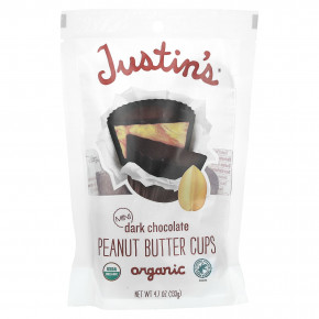 Justin's Nut Butter, Органические мини-чашки с арахисовой пастой, темный шоколад, 133 г (4,7 унции) - описание | фото