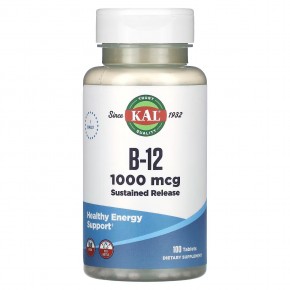 KAL, Витамин B-12, 1000 мкг, 100 таблеток в Москве - eco-herb.ru | фото
