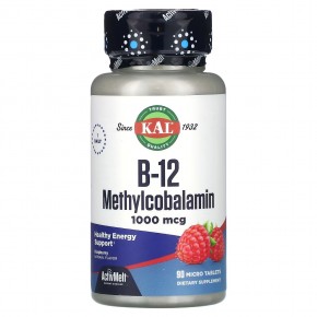 KAL, B-12 Methylcobalamin, Raspberry, 1,000 mcg, 90 Micro Tablets в Москве - eco-herb.ru | фото