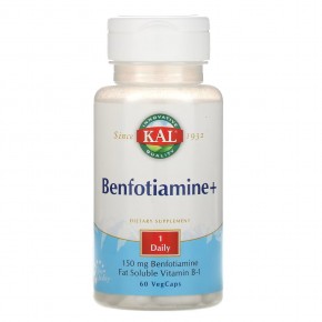 KAL, Benfotiamine+, 150 мг, 60 капсул с оболочкой из ингредиентов растительного происхождения в Москве - eco-herb.ru | фото