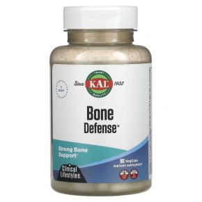 KAL, Bone Defense, защита костей, 90 вегетарианских капсул - описание | фото