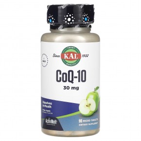 KAL, CoQ10, зеленое яблоко, 30 мг, 90 микротаблеток в Москве - eco-herb.ru | фото
