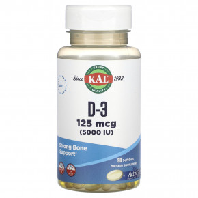 KAL, D-3, 125 mcg (5,000 IU), 90 Softgels в Москве - eco-herb.ru | фото