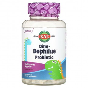 KAL, Dinosaurs, Dino-Dophilus, пробиотики со вкусом черешни, 60 жевательных таблеток в Москве - eco-herb.ru | фото