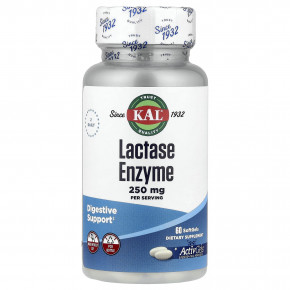 KAL, фермент лактаза, 60 капсул (125 мг в каждой) - описание | фото