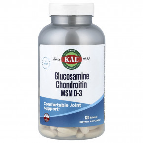 KAL, глюкозамин, хондроитин и МСМ D3, 120 таблеток - описание | фото