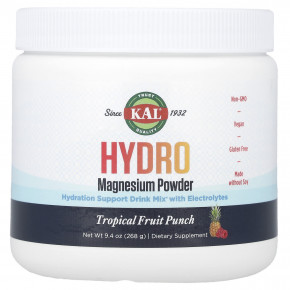 KAL, Hydro Magnesium Powder, пунш из тропических фруктов, 268 г (9,4 унции) - описание | фото