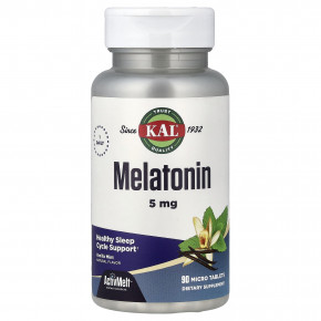 KAL, мелатонин, со вкусом ванили и мяты, 90 микротаблеток - описание | фото