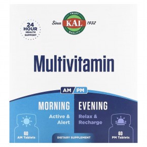 KAL, Мультивитамины, для приема утром и вечером, 2 пакетика, 60 таблеток в каждой в Москве - eco-herb.ru | фото