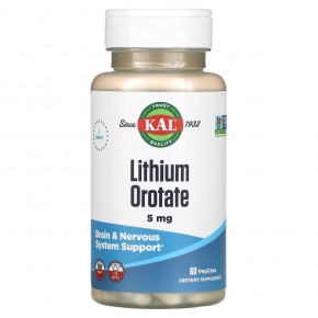 KAL, Оротат лития, 5 мг, 60 вегетарианских капсул - описание