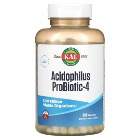 KAL, Пробиотик ацидофилус-4, 250 вегетарианских капсул в Москве - eco-herb.ru | фото