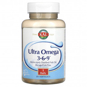 KAL, Ultra Omega 3, 6, 9, 50 мягких таблеток - описание