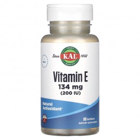 KAL, Витамин E, 134 мг (200 МЕ), 90 мягких таблеток - описание