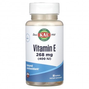 KAL, Витамин E, 268 мг (400 МЕ), 90 мягких таблеток - описание