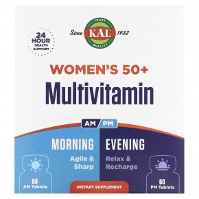 KAL, Мультивитамины для женщин старше 50 лет, утром и вечером, 2 пакетика, 60 таблеток в каждом в Москве - eco-herb.ru | фото