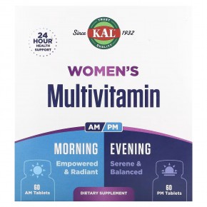 KAL, Мультивитамины для женщин, для приема утром и вечером, 2 пакетика, 60 таблеток в каждом в Москве - eco-herb.ru | фото