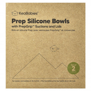 KeaBabies, силиконовые миски для кормления, с сосками и крышками PrepGrip™, для детей 6–36 месяцев, пустынный, 2 шт. в упаковке - описание | фото