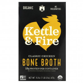 Kettle & Fire, Bone Broth, классический куриный бульон, 479 г (16,9 унции) - описание