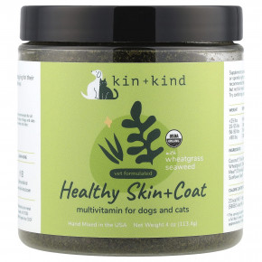 Kin+Kind, Healthy Skin + Coat, мультивитамины для собак и кошек, 113,4 г (4 унции) - описание | фото