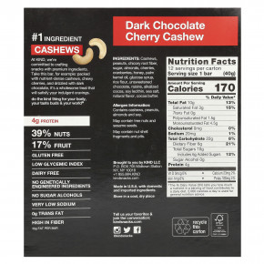 KIND Bars, Kind Plus, темный шоколад, вишня, кешью и антиоксиданты, 12 батончиков по 40 г (1,4 унции) в Москве - eco-herb.ru | фото