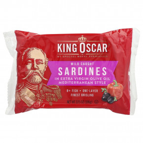 King Oscar, сардины дикого улова, в нерафинированном оливковом масле высшего качества, средиземноморские, 106 г (3,75 унции) в Москве - eco-herb.ru | изображение King Oscar, сардины дикого улова, в нерафинированном оливковом масле высшего качества, средиземноморские, 106 г (3,75 унции) в Москве - eco-herb.ru | фото