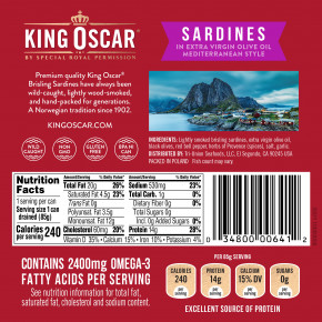 King Oscar, Wild Caught, сардины в средиземноморском стиле, 106 г (3,75 унции) в Москве - eco-herb.ru | фото