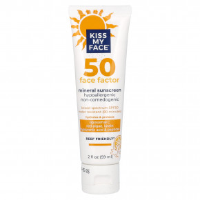 Kiss My Face, 50 Face Factor, минеральное солнцезащитное средство, SPF 50, 59 мл (2 жидк. унции) в Москве - eco-herb.ru | фото