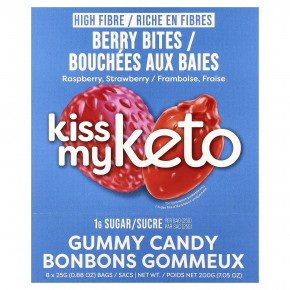 Kiss My Keto, жевательные конфеты, ягодный вкус, малина и клубника, 8 пакетиков по 25 г (0,88 унции) - описание