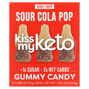 Kiss My Keto, Gummy Candy, кислая кола, 8 пакетиков по 25 г (0,88 унции) - описание