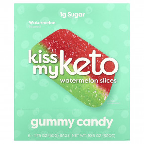 Kiss My Keto, Gummy Candy, ломтики арбуза, 6 пакетиков по 50 г (1,76 унции) - описание