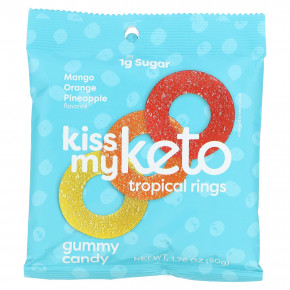 Kiss My Keto, Gummy Candy, тропические кольца, манго, апельсин и ананас, 6 пакетиков по 50 г (1,76 унции) в Москве - eco-herb.ru | фото