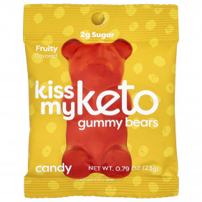 Kiss My Keto, Keto Gummy Bears, жевательные мармеладки в форме мишек, подходит для кетодиеты, со вкусом фруктов, 12 пакетиков по 23 г (0,79 унции) в Москве - eco-herb.ru | фото