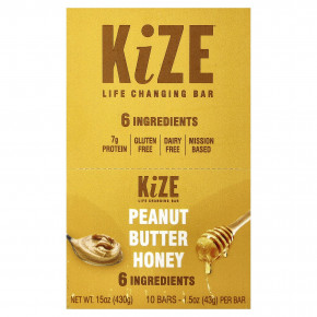 KiZE Life Changing Bar, арахисовая паста и мед, 10 батончиков, 43 г (1,5 унции) каждый - подробнее KiZE Life Changing Bar, арахисовая паста и мед, 10 батончиков, 43 г (1,5 унции) каждый - описание