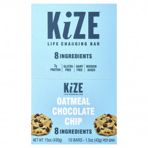KiZE Life Changing Bar, овсяные батончики с шоколадной крошкой, 10 батончиков по 43 г (1,5 унции) - подробнее KiZE Life Changing Bar, овсяные батончики с шоколадной крошкой, 10 батончиков по 43 г (1,5 унции) - описание