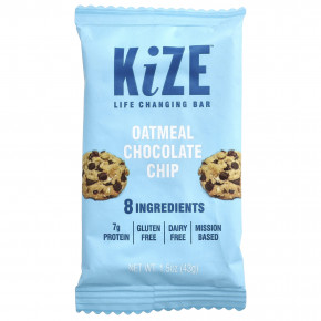 KiZE Life Changing Bar, овсяные батончики с шоколадной крошкой, 10 батончиков по 43 г (1,5 унции) в Москве - eco-herb.ru | фото