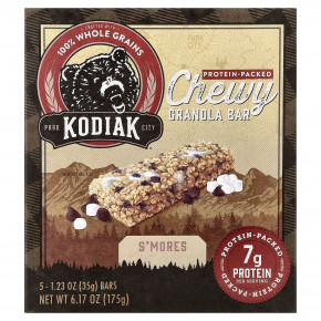 Kodiak Cakes, Жевательные батончики из гранолы, S'mores, 5 батончиков, 35 г (1,23 унции) каждый - описание | фото