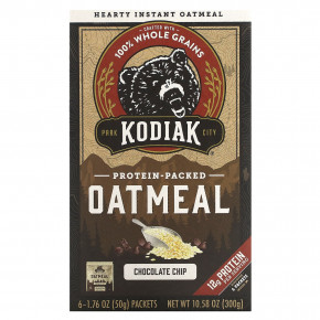 Kodiak Cakes, Овсянка с протеином, с шоколадной крошкой, 6 пакетиков по 50 г (1,76 унции) в Москве - eco-herb.ru | фото