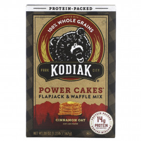 Kodiak Cakes, Power Cakes, смесь для лепешек и вафель, овсяные хлопья с корицей, 567 г (20 унций) - описание | фото