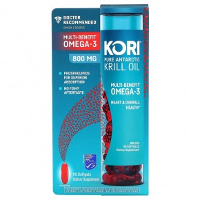 Kori, Pure Antarctic Krill Oil, Multi-Benefit Omega-3, 800 mg, 90 Softgels в Москве - eco-herb.ru | фото