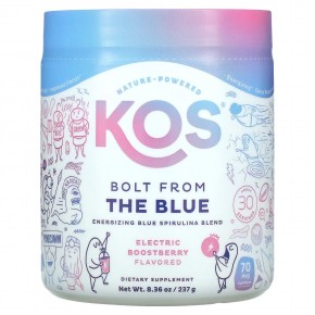 KOS, Bolt from the Blue, бодрящая смесь голубой спирулины, со вкусом ягод ягод, 237 г (8,36 унции) в Москве - eco-herb.ru | фото