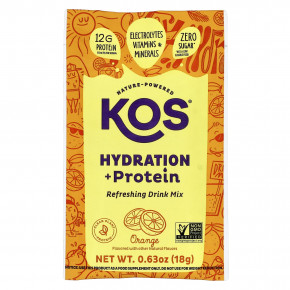 KOS, Hydration + Protein, освежающая смесь для напитков, апельсин, 7 пакетиков по 18 г (0,65 унции) в Москве - eco-herb.ru | изображение KOS, Hydration + Protein, освежающая смесь для напитков, апельсин, 7 пакетиков по 18 г (0,65 унции) в Москве - eco-herb.ru | фото